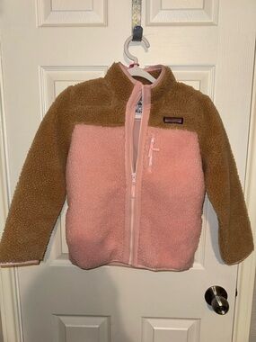 Vineyard Vines girls Pink and Brown Sherpa zip Jacket 10/12